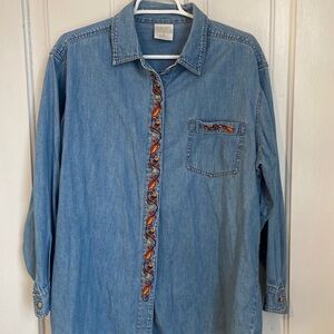 Style Studio - Ladies Fall accent Denim shirt, 1x